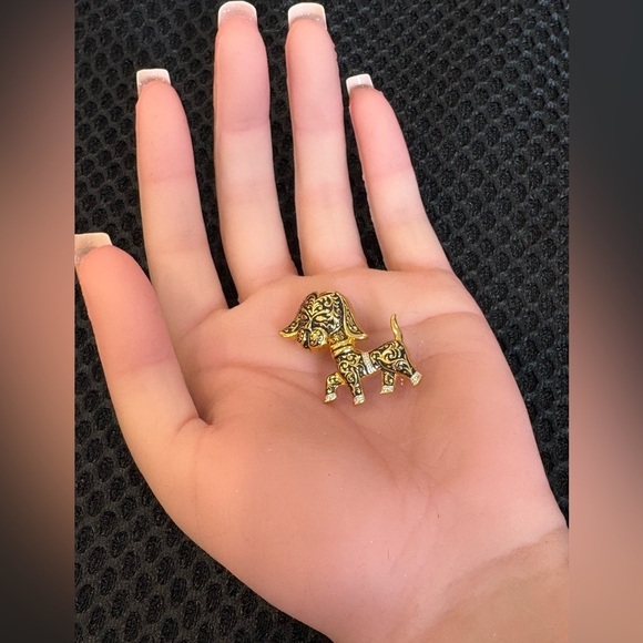 Vintage Damascene Foo Dog Small Unisex Brooch Pin - Picture 3 of 9